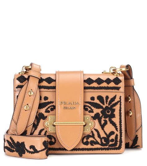 prada cahier mini leather shoulder bag|Prada cahier bag embroidered.